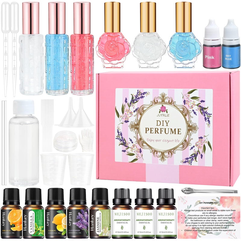 JUYRLE Perfume Making Kit- 37Pcs DIY Perfume Making Kits for Women, Make Your Own Scent with Essential Oil, Bottle, Fragrance Set, Fragrance Birthday Gifts Sets for Women Girls - Image 1