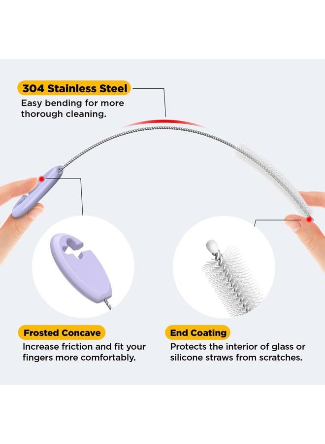 VOGOGE Straw Brush Set, 4 Piece Cleaner Kit with Key Ring for Reusable Straws, Tumblers & Water Bottles – Designed for Kids & Adults, Purple - Image 4