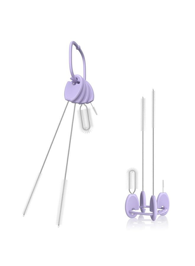 VOGOGE Straw Brush Set, 4 Piece Cleaner Kit with Key Ring for Reusable Straws, Tumblers & Water Bottles – Designed for Kids & Adults, Purple - Image 1