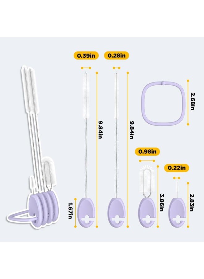 VOGOGE Straw Brush Set, 4 Piece Cleaner Kit with Key Ring for Reusable Straws, Tumblers & Water Bottles – Designed for Kids & Adults, Purple - Image 2