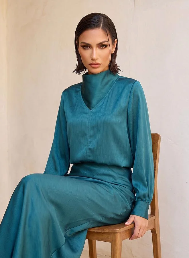 Iconic Iconic Satin Top with High Neck