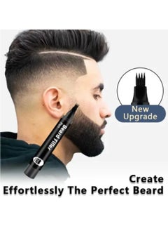 East Moon Beard Filler Pen with Brush Sweatproof Moustache Filler Tool Thick Beard Filling Kit Hairline Beard Filler 4 Head Beard Filler Pencil Beard Shaping Tool Waterproof Beard Pen Filler Set Black  - Image 2