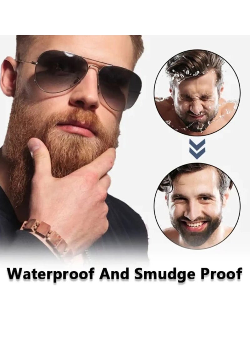 East Moon Beard Filler Pen with Brush Sweatproof Moustache Filler Tool Thick Beard Filling Kit Hairline Beard Filler 4 Head Beard Filler Pencil Beard Shaping Tool Waterproof Beard Pen Filler Set Black  - Image 3