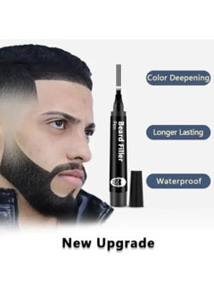 East Moon Beard Filler Pen with Brush Sweatproof Moustache Filler Tool Thick Beard Filling Kit Hairline Beard Filler 4 Head Beard Filler Pencil Beard Shaping Tool Waterproof Beard Pen Filler Set Black  - Image 4