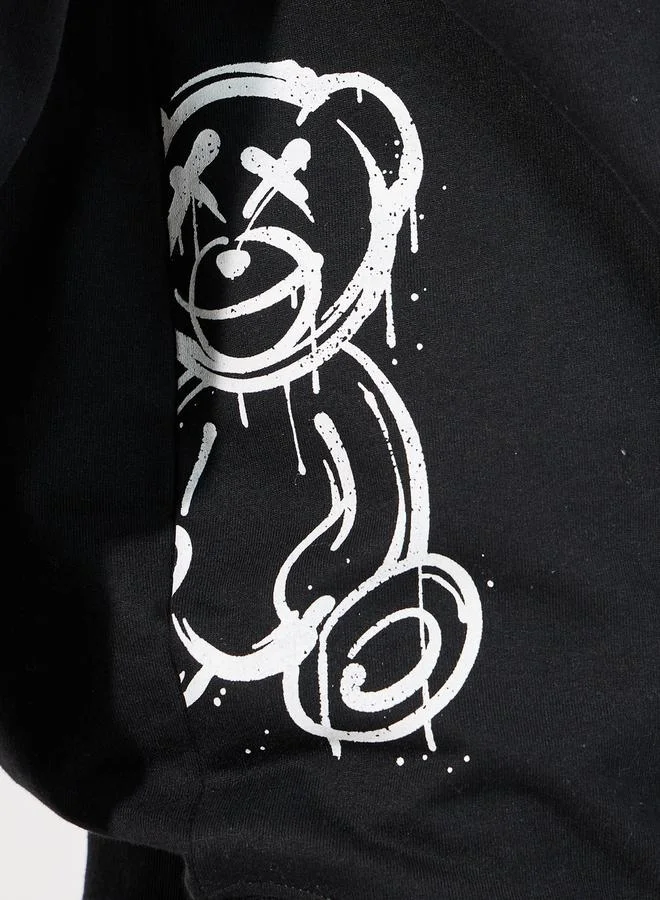 Styli Teddy Graphic Print Relaxed Fit Hoodie
