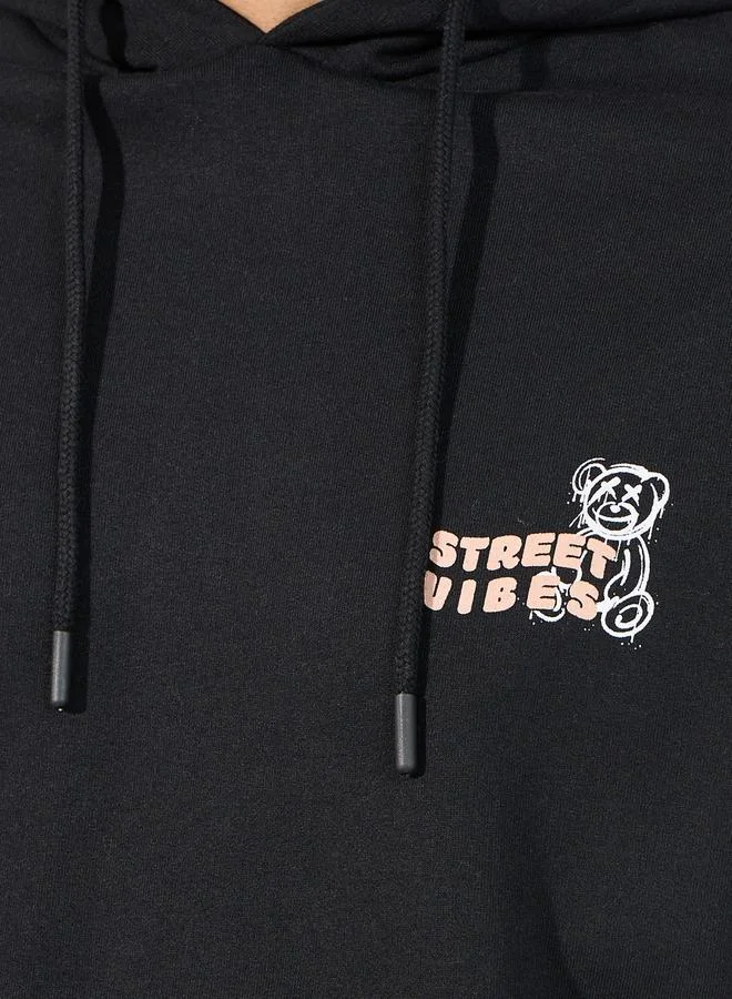 Styli Teddy Graphic Print Relaxed Fit Hoodie