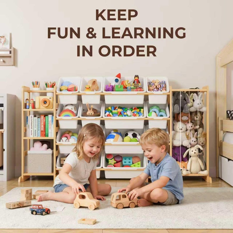mirolam Storage Organizer with Bookshelf and Stuffed Animal Storage - Playroom Organization with Shelves and 12 Bins - Living Room Box for Lego - Bedroom Decor Essentials - Image 2