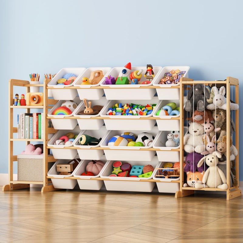 mirolam Storage Organizer with Bookshelf and Stuffed Animal Storage - Playroom Organization with Shelves and 12 Bins - Living Room Box for Lego - Bedroom Decor Essentials - Image 1