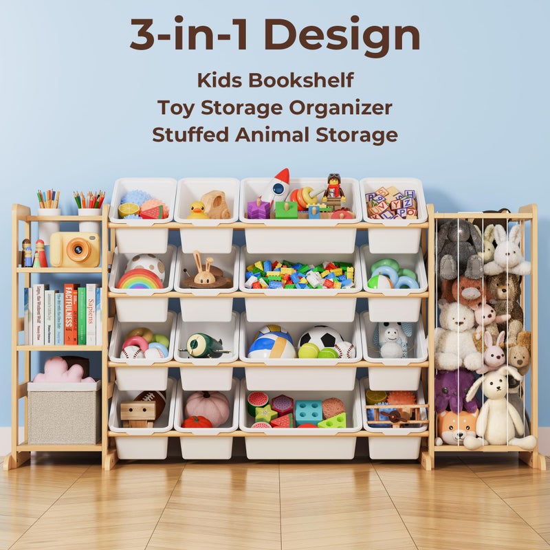 mirolam Storage Organizer with Bookshelf and Stuffed Animal Storage - Playroom Organization with Shelves and 12 Bins - Living Room Box for Lego - Bedroom Decor Essentials - Image 4