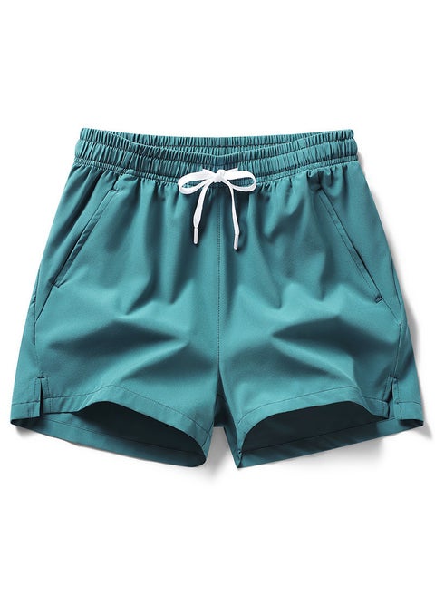 Mens Summer Ice Silk Quick Dry Loose Fit Sporty Beach Shorts Korean Trendy Five-Part Elastic Three-Inch Pants YA X38 Blue