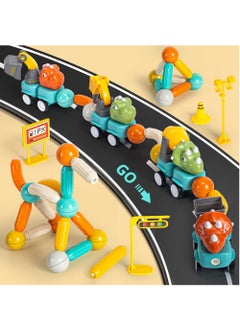 SYOSI Magnetic Building Blocks Dinosaur Car Toys, 84PCS Toddlers Construction Truck Excavator Toys, STEM Preschool Magnet Toys, Creative Educational Building Toys for 3+ Kids Toddler Birthday Gift  - Image 3