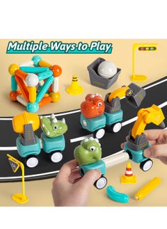 SYOSI Magnetic Building Blocks Dinosaur Car Toys, 84PCS Toddlers Construction Truck Excavator Toys, STEM Preschool Magnet Toys, Creative Educational Building Toys for 3+ Kids Toddler Birthday Gift  - Image 5