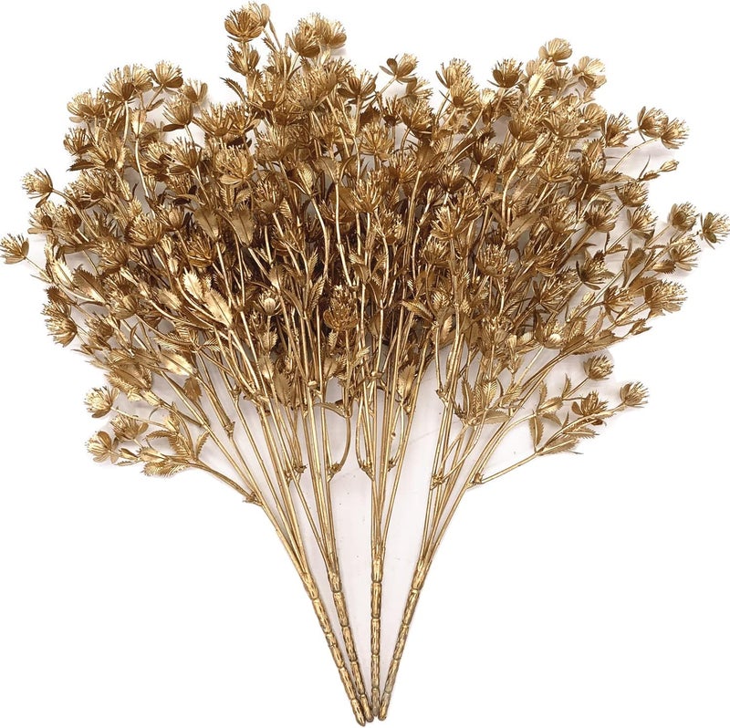 LOVENIMEN Fake Gypsophila Plant - Gold 4 Pack, Artificial Golden Babysbreath Plants, Plastic Baby Breath Grass Bushes Faux Shrubs Indoor Outdoor Planter Filler Home Garden Décor Christmas Decoration - Image 1