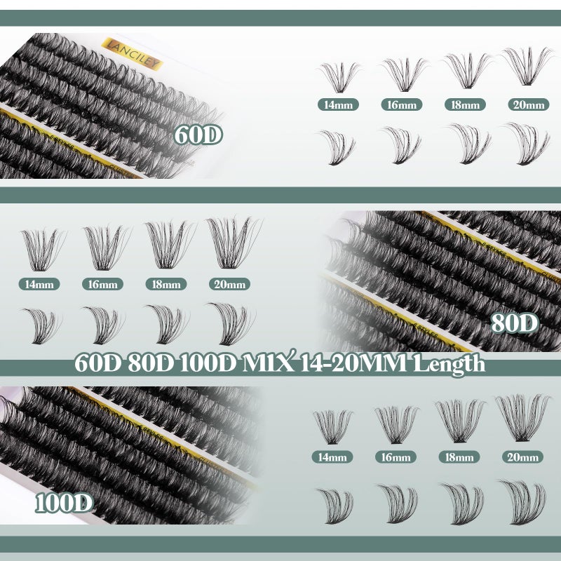 Lanciley 480PCS Lash Clusters 10-20MM 20D+30D+40D+60D+80D+100D Thick Volume Eyelash Extensions Natural Eyelash Clusters Individual Lashes Long Lasting D Curly Lash Extension Thin Band Soft False Lashes-6 - Image 4