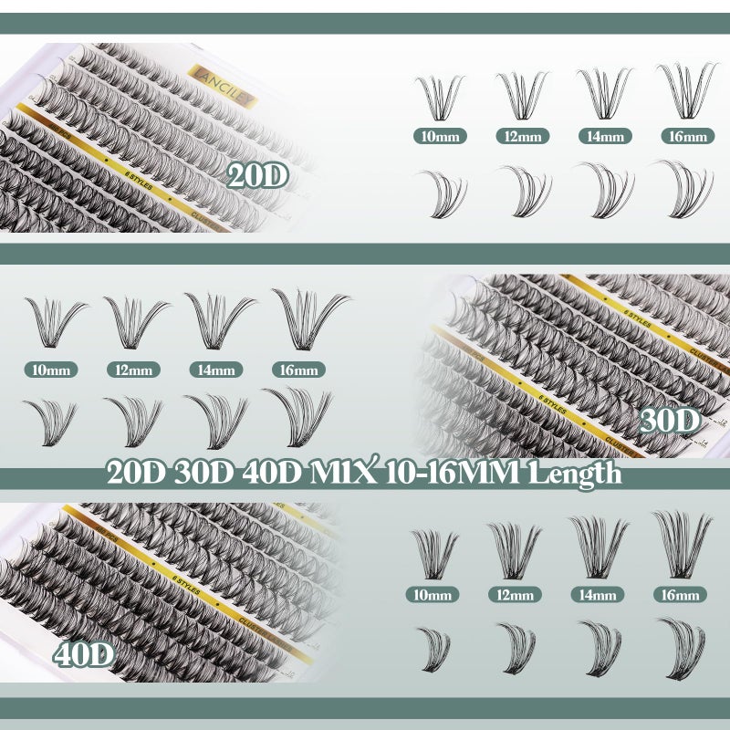 Lanciley 480PCS Lash Clusters 10-20MM 20D+30D+40D+60D+80D+100D Thick Volume Eyelash Extensions Natural Eyelash Clusters Individual Lashes Long Lasting D Curly Lash Extension Thin Band Soft False Lashes-6 - Image 3