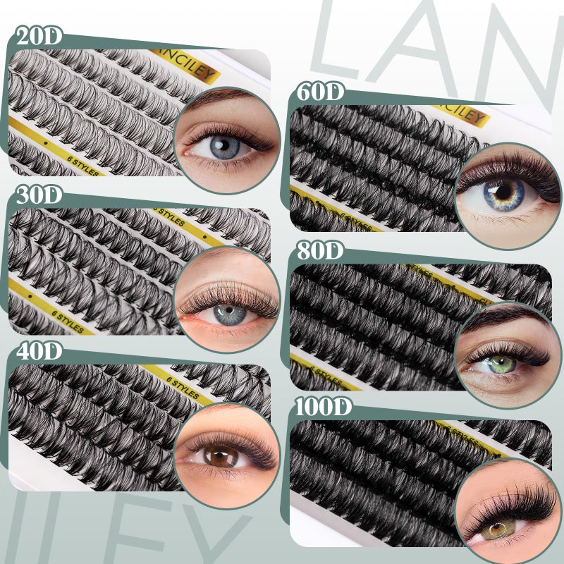 Lanciley 480PCS Lash Clusters 10-20MM 20D+30D+40D+60D+80D+100D Thick Volume Eyelash Extensions Natural Eyelash Clusters Individual Lashes Long Lasting D Curly Lash Extension Thin Band Soft False Lashes-6 - Image 5