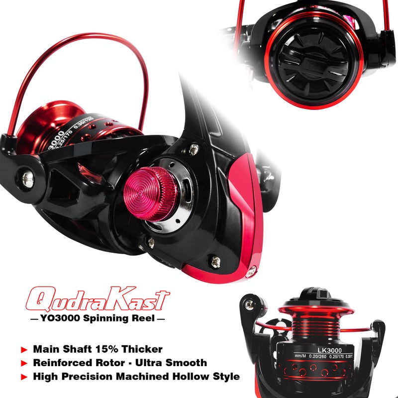 QudraKast Fishing Rod and Reel Combos - High Carbon Fiber Telescopic Fishing Pole and 12+1 Full Metal Ultra Smooth Spinning Reel with X-Warping Pattern Design 1.8M (Not Include Fishing Accessories) - Image 3