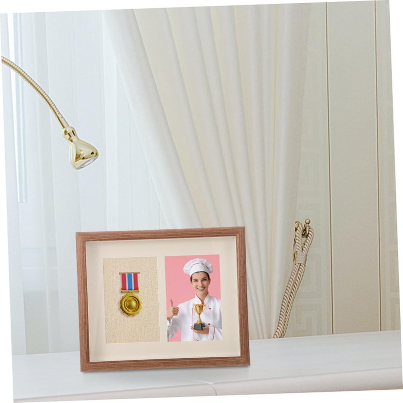 139Mm Coffee Wood Medal Display Case Decorative Frame Space Saving Versatile - Image 4