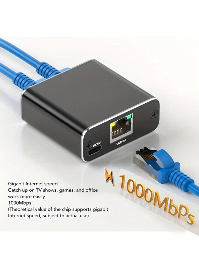 محول إيثرنت الأسود جيجابت 1 إلى 2 مقسم RJ45 1000 ميجابت في الثانية للفئة 8 والفئة 7 والفئة 6 - Image 1