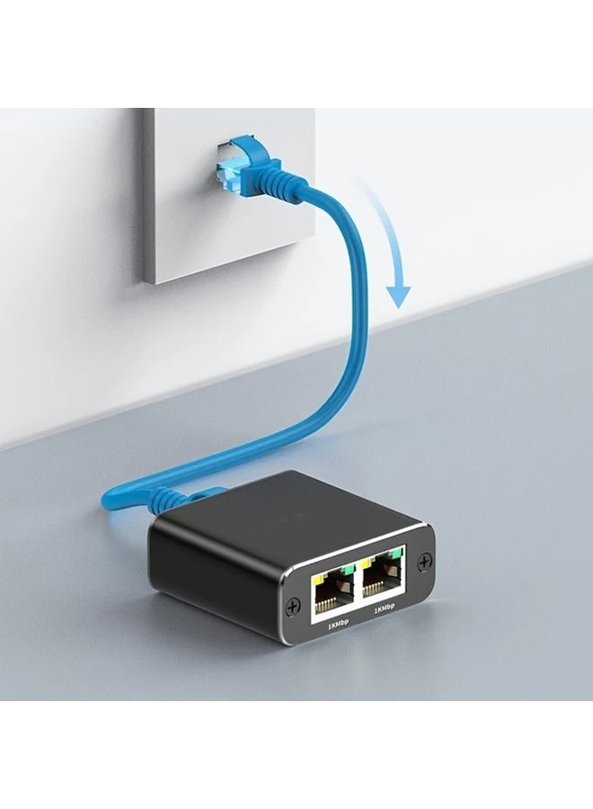 محول إيثرنت الأسود جيجابت 1 إلى 2 مقسم RJ45 1000 ميجابت في الثانية للفئة 8 والفئة 7 والفئة 6 - Image 4