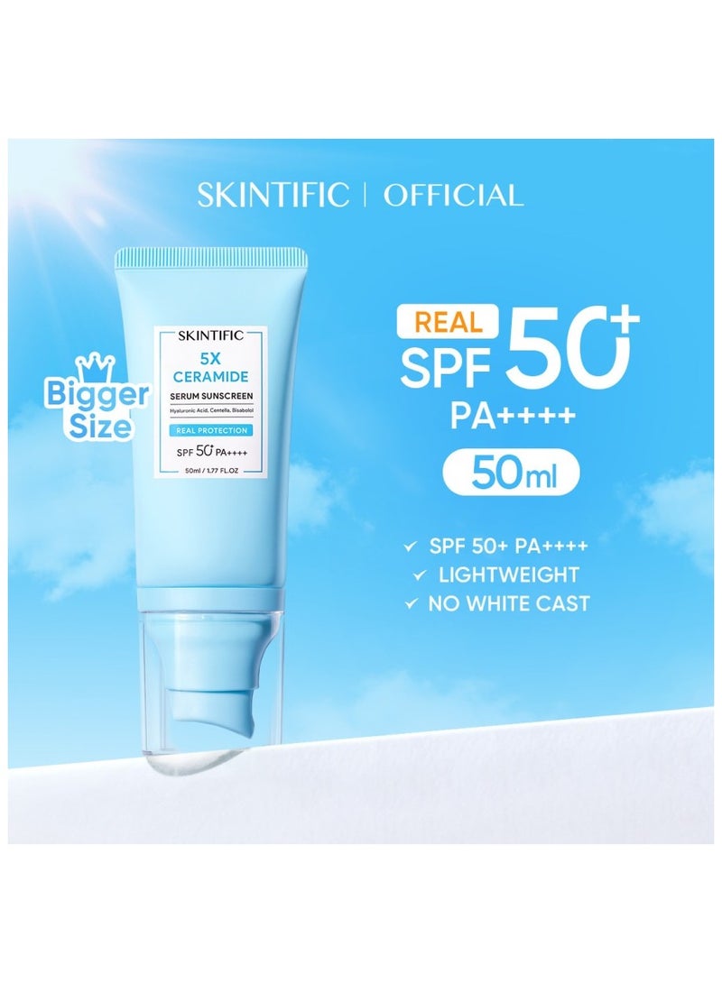 SKINTIFIC Sunscreen 5x Ceramide Serum Sunscreen Stick SPF50 PA++++ Skincare Sunscreen Skin Barrier (50ml) - Image 1