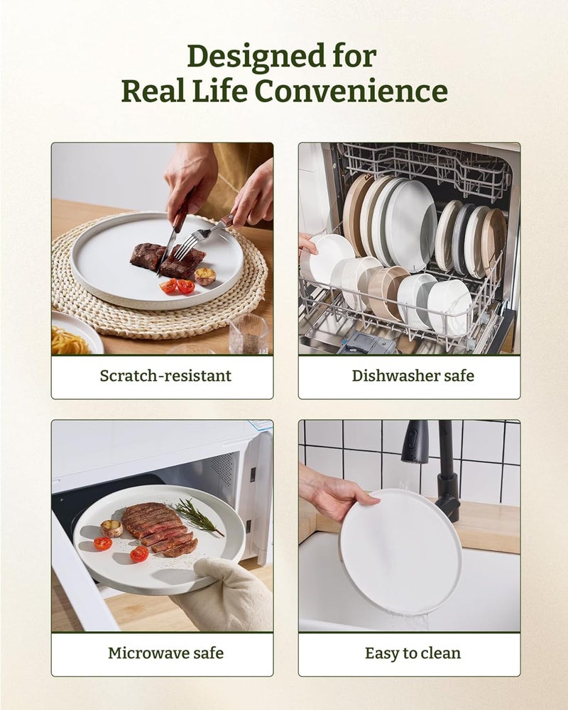 Famiware Dinnerware Sets, 12 Pieces Plates and Bowls Set, Dishes Set for 4, White - Image 5