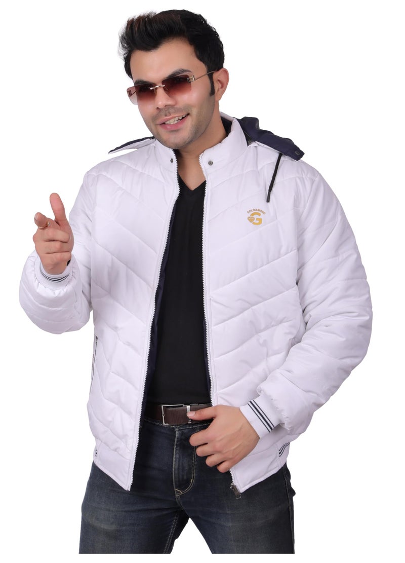 Quark Unisex Reversible Jacket in GLD Material best for Winterwear/Hiking/Biking/Camping/Mountaineering(Control Temperature up to 3 Degree Celsius.)(3°C)(Color:-White & Blue)(Size :- 2XL) - Image 1