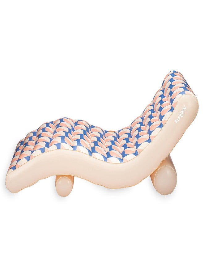 Funsicle: Deco FunChaiser Lounge - Blue & Cream, Inflatable Pool & Water Float, 68x34x30, Contoured Design, Drink Holder, 220 lb Capacity - Image 4