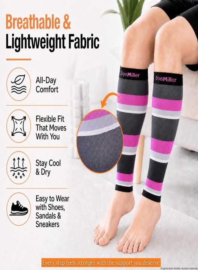 Doc Miller Calf Compression Sleeve for Men & Women – 20–30 mmHg Graduated Compression, Footless Compression Socks Alternative for Running, Shin Splints, Swelling, Varicose Veins –Calf Support, 1 Pair - Image 3