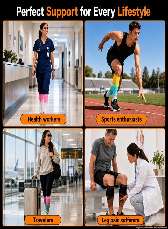 Doc Miller Calf Compression Sleeve for Men & Women – 20–30 mmHg Graduated Compression, Footless Compression Socks Alternative for Running, Shin Splints, Swelling, Varicose Veins –Calf Support, 1 Pair - Image 5