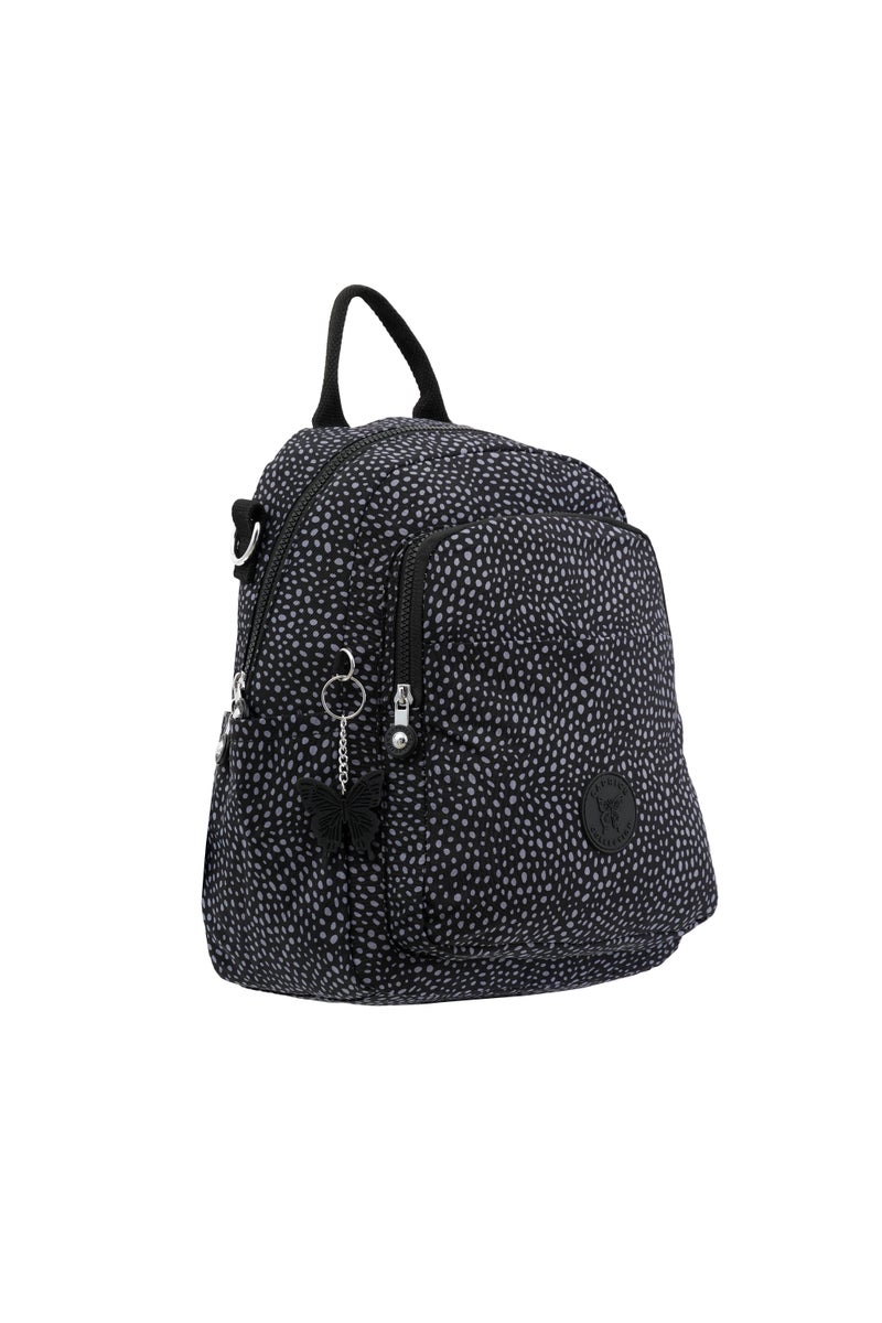 CAPRICE COLLECTION Unisex AllDay Small Backpack – Waterproof Nylon, Adjustable Straps, Detachable Shoulder Strap, Polka Dot Grey  - Image 2