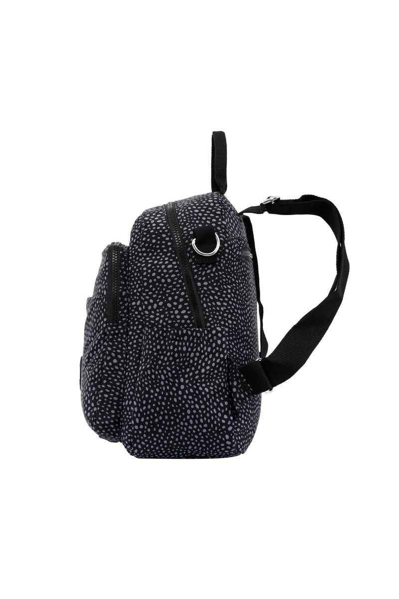 CAPRICE COLLECTION Unisex AllDay Small Backpack – Waterproof Nylon, Adjustable Straps, Detachable Shoulder Strap, Polka Dot Grey  - Image 4