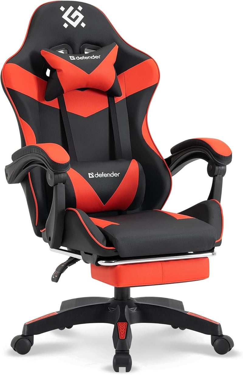 Defender Tornado Gaming Chair with Footrest - Ergonomic Gaming Chair Made of Faux Leather, Adjustable Backrest 135°, Height Adjustable, Up to 120 kg - Image 1