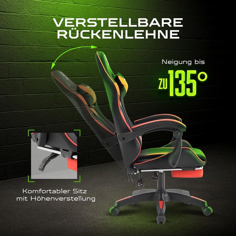 Defender Tornado Gaming Chair with Footrest - Ergonomic Gaming Chair Made of Faux Leather, Adjustable Backrest 135°, Height Adjustable, Up to 120 kg - Image 4