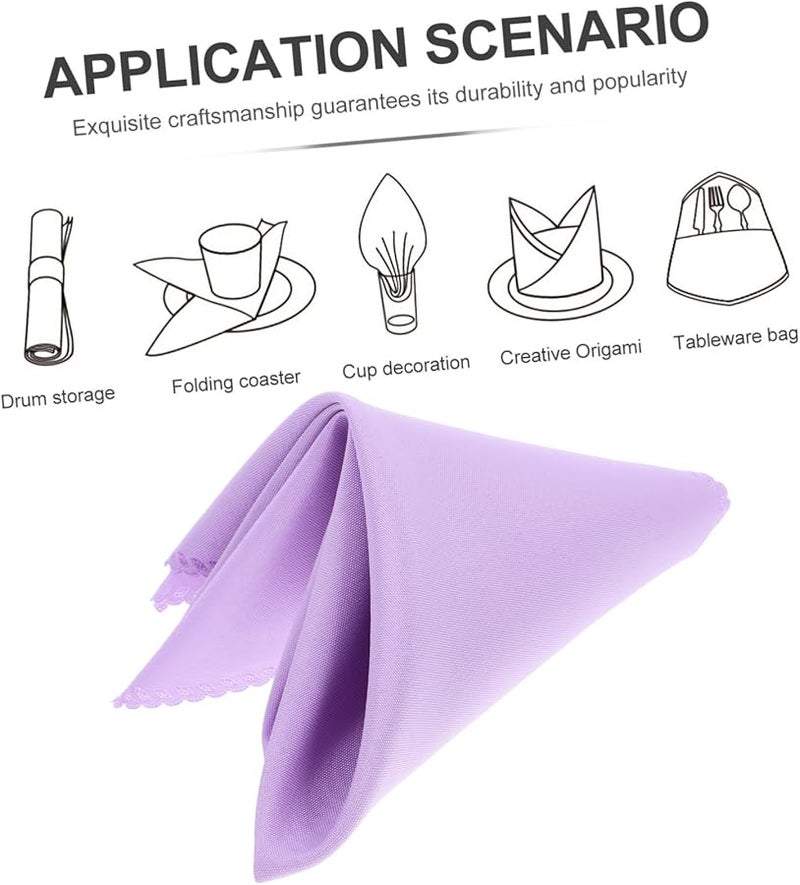 10 قطعة مناديل قماشية بلون صلب قابلة للغسل عالية الامتصاص لحفلات العشاء والزفاف - Image 5