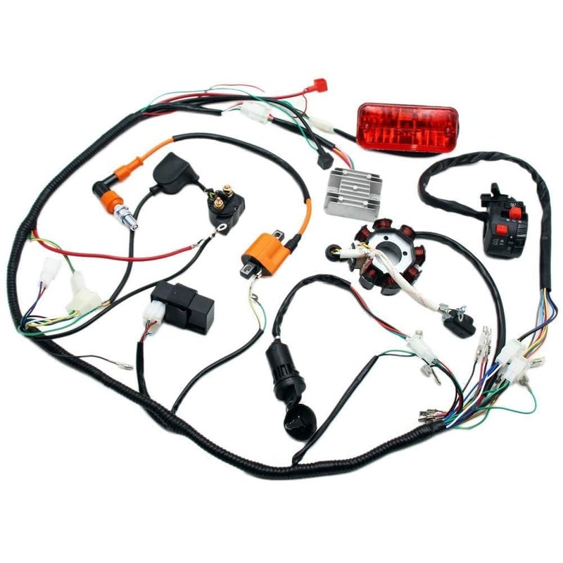 PRO BAT Complete Electrics 4 Stroke Wiring Harness Kit 8 Coil CDI Stator Tail Light for 150cc 200cc 250cc 300cc 4 Wheelers Stroke ATV Go Kart Quad Pit Dirt Bike Compatible with Zongshen Lifan YX - Image 3