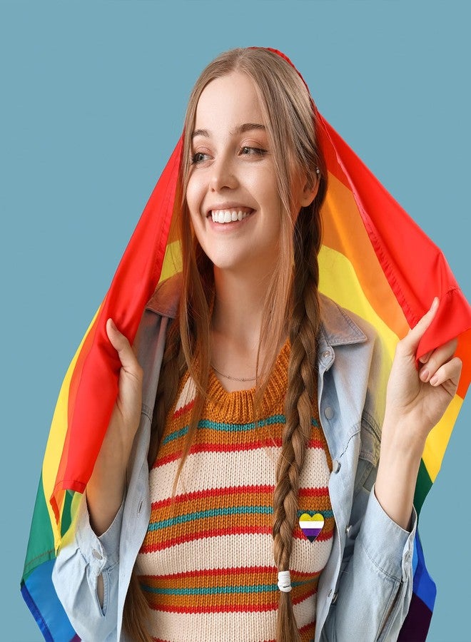 Mintolex LGBTQ+ Pride Pins - Acrylic Rainbow Heart Flag Lapel Pin Brooch Badge LGBTQ Accessories for Jackets Backpacks Hats, Nonbinary - Image 2