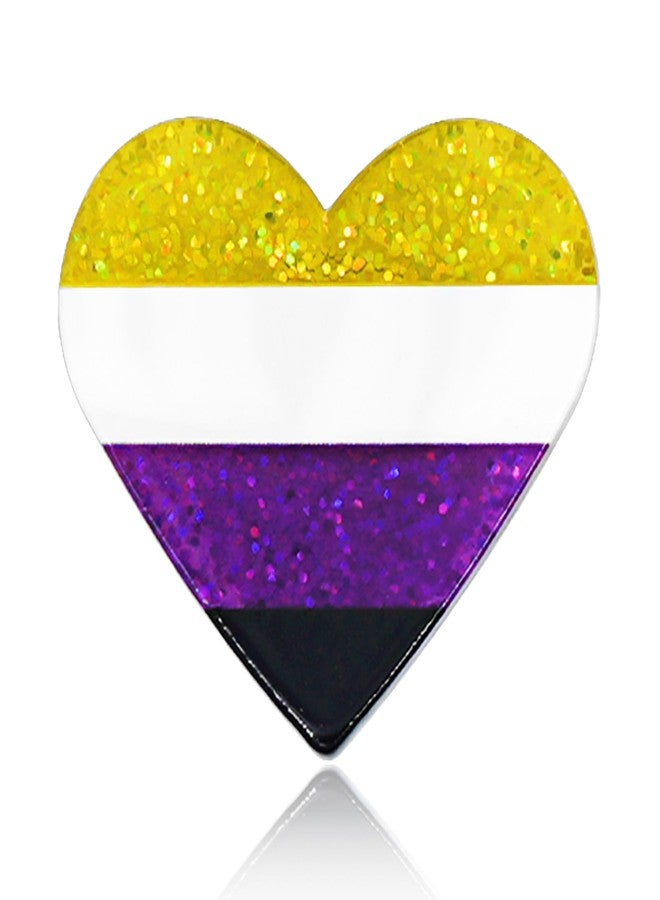 Mintolex LGBTQ+ Pride Pins - Acrylic Rainbow Heart Flag Lapel Pin Brooch Badge LGBTQ Accessories for Jackets Backpacks Hats, Nonbinary - Image 1