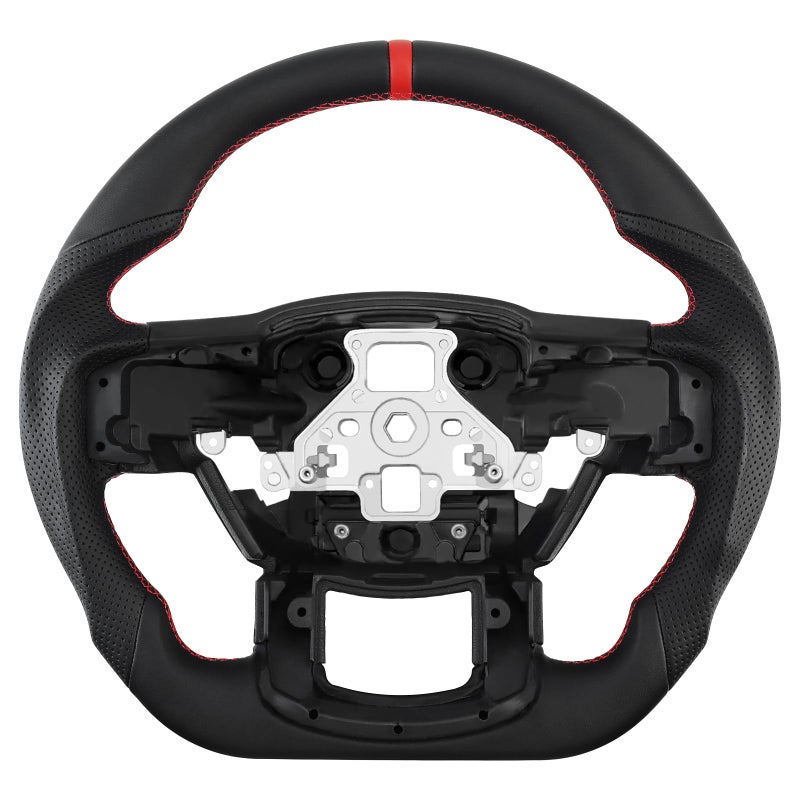 LOSCHEN Full Leather Steering Wheel for F150 Raptor 20152020 Dshaped Flatbottom Full Nappa Perforated Leather Steering Wheel with Paddle Shifters