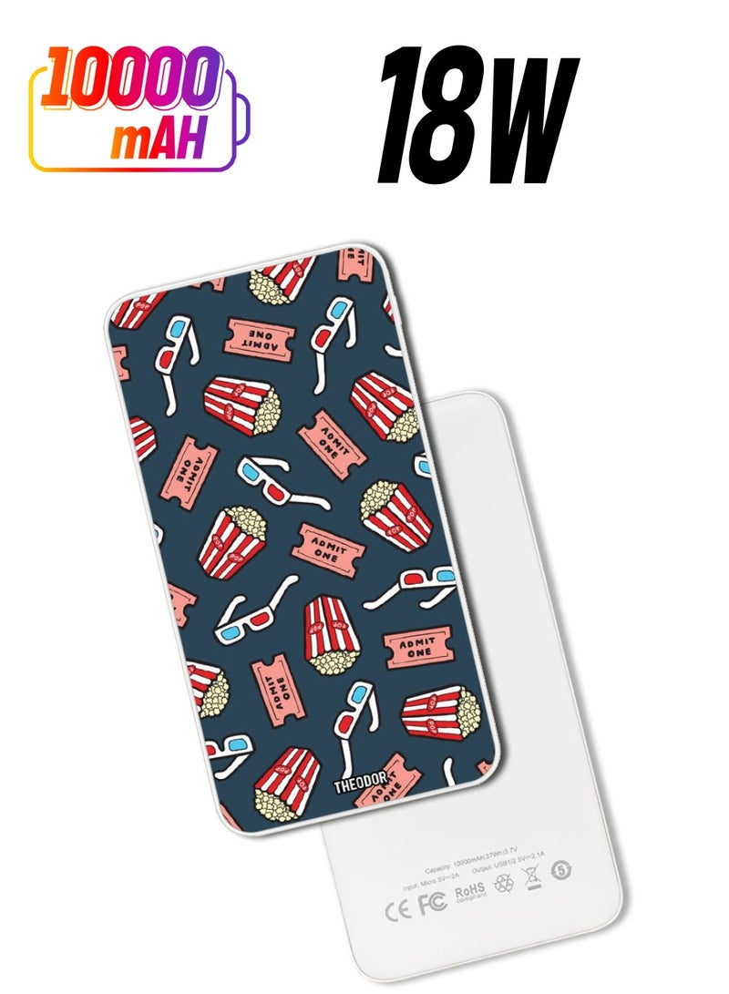 Theodor 10,000 mAh Super Fast Charging Ultra Compact Power Bank with Quick Charge & Power Delivery, Portable Charger For iPhone and Android Movie collection - Image 1
