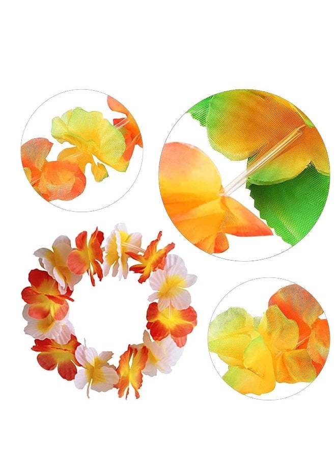 Generic Hawaiian Lei Garlands, Flower Tropical Party Supplies Necklace Headbands, and Wristbands Colorful for Decorations Beach Vacation Luau Birthday Favors 4 Set  - Image 2