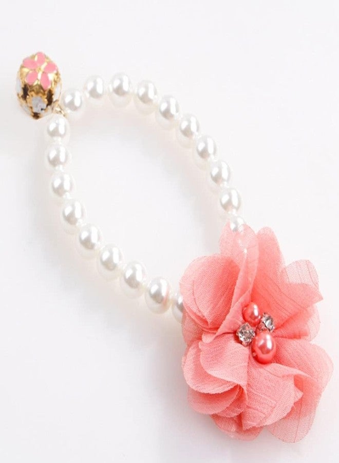 AYNEFY Pet Necklace, Adjustable Pet Pearl Necklace Flower Pets Dog Collar with Bell High Elastic Dog Clothing Accessories Plastic Collar Easy to Wear for Pet Party Decoration () - Image 4
