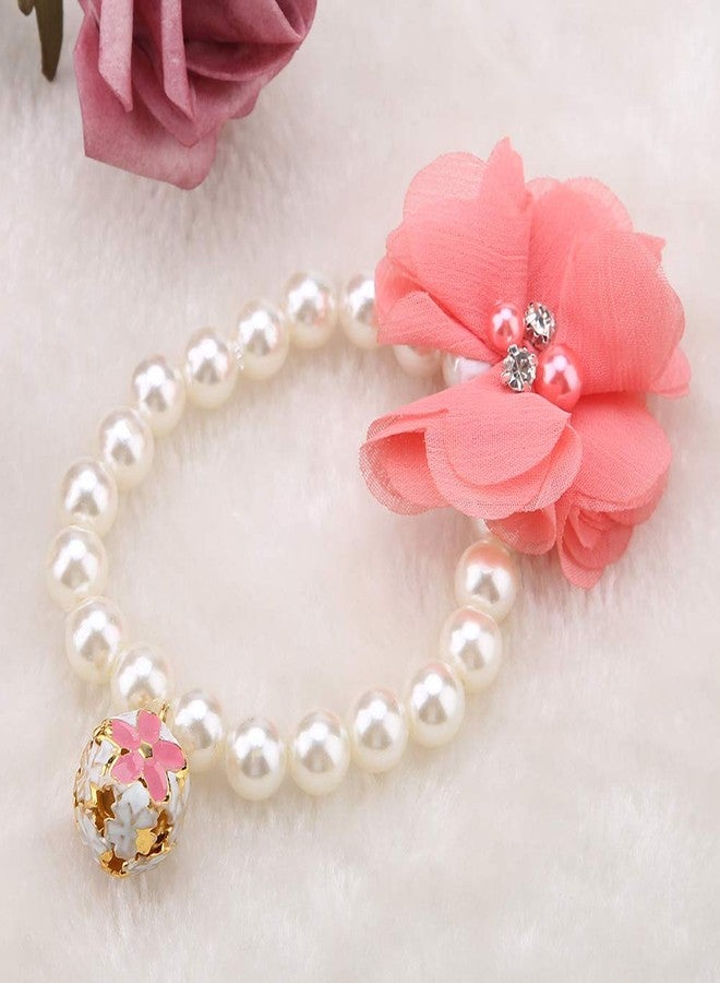AYNEFY Pet Necklace, Adjustable Pet Pearl Necklace Flower Pets Dog Collar with Bell High Elastic Dog Clothing Accessories Plastic Collar Easy to Wear for Pet Party Decoration () - Image 3