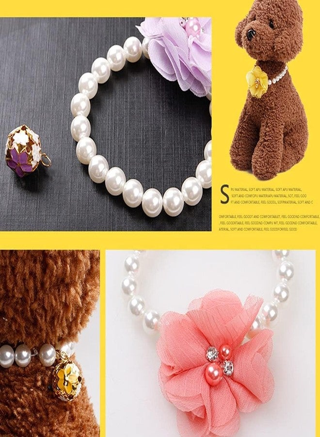 AYNEFY Pet Necklace, Adjustable Pet Pearl Necklace Flower Pets Dog Collar with Bell High Elastic Dog Clothing Accessories Plastic Collar Easy to Wear for Pet Party Decoration () - Image 5