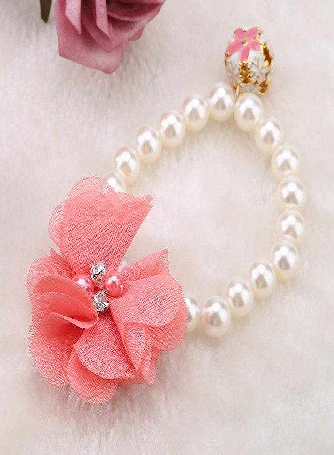 AYNEFY Pet Necklace, Adjustable Pet Pearl Necklace Flower Pets Dog Collar with Bell High Elastic Dog Clothing Accessories Plastic Collar Easy to Wear for Pet Party Decoration () - Image 2