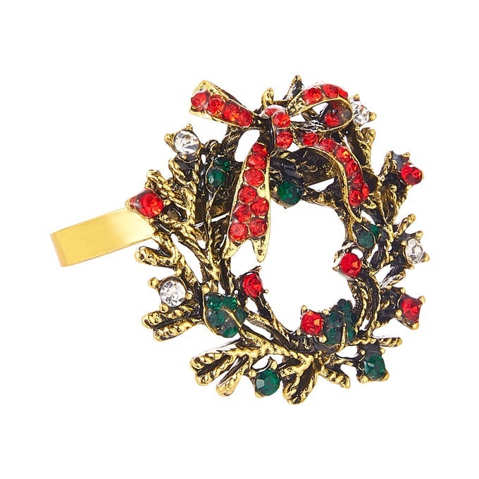 CHRISTMAS WREATH NAPKIN RINGS SET OF 6 HOLIDAY WREATH NAPKIN HOLDERS FOR CLOTH NAPKINS XMAS NAPKIN RINGS FOR DINNER PARTY