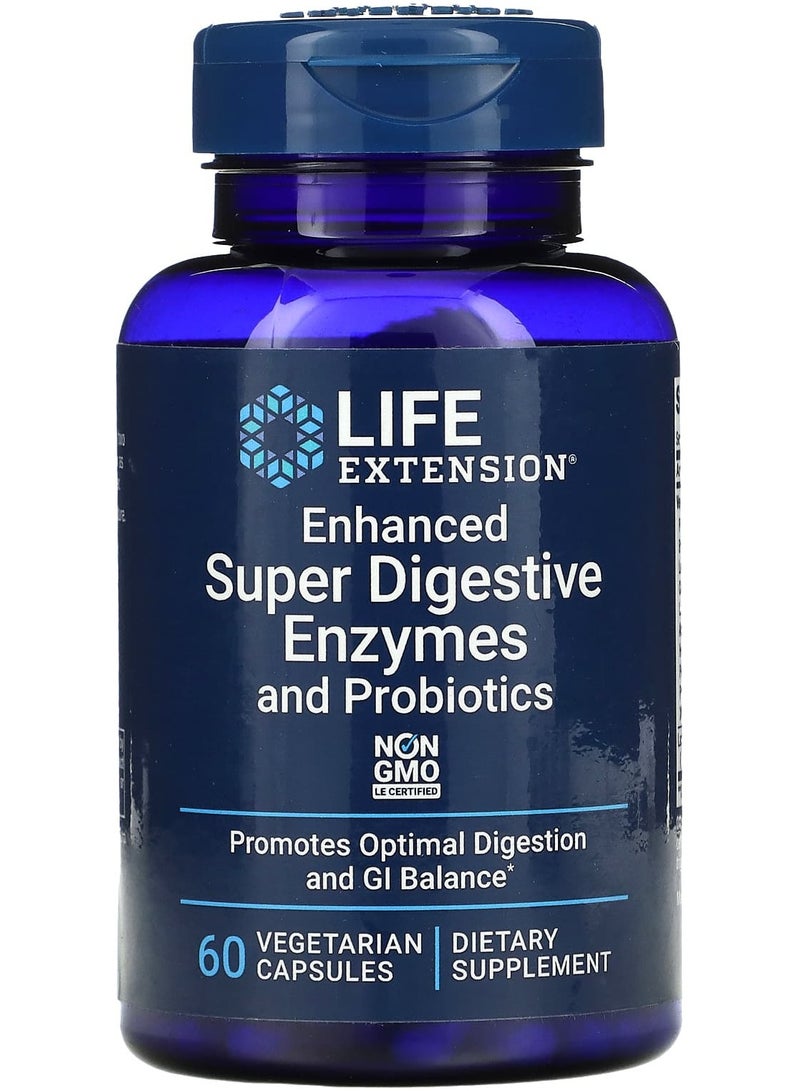 Enhanced Super Digestive Enzymes and Probiotics, 60 Vegetarian Capsules