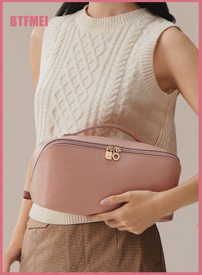 BTFMEI Makeup Bag, Cosmetic Bag,Toiletry Bag,Large Capacity Waterproof Cosmetic Organizer for Women,Portable Travel Toiletry Case with Dividers & Handle - Image 3