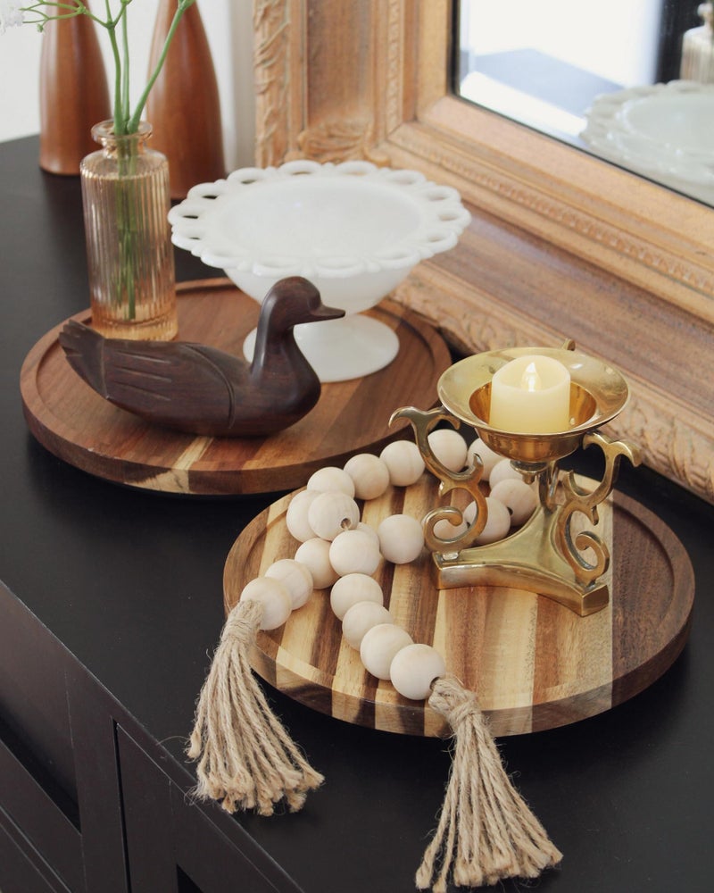 LAMU 10'' Acacia Wood Lazy Susan Organizer for Table Top, Lazy Susan Turntable for Cabinet, Kitchen, Countertop, Pantry Organization - Image 4