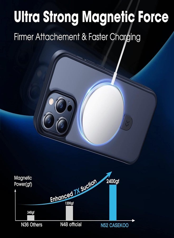 جراب CASEKOO لهاتف برو مع حامل مغناطيسي غير مرئي [حماية من السقوط العسكري] [متوافق مع MagSafe] حامل حلقي شفاف غير لامع مقاوم للصدمات للهواتف مقاس 6.1 بوصة، أسود، مناسب للرجال والنساء - Image 2